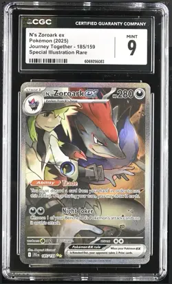 Pokemon N's Zoroark ex 185/159 Sv09: Journey Together Holo CGC 9 - Image 1