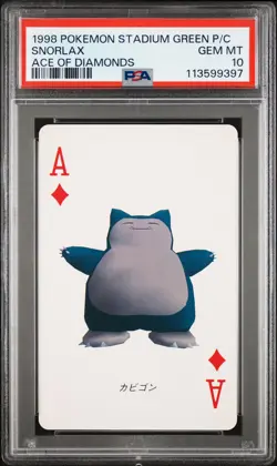 1998 POKEMON STADIUM GREEN VERSION PLAYING CARDS ACE OF DIAMONDS SNORLAX PSA 10 - Image 1