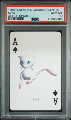 1998 POKEMON STADIUM GREEN VERSION PLAYING CARDS ACE OF SPADES MEW PSA 10 - Image 1