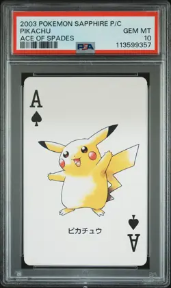 2003 POKEMON SAPPHIRE VERSION PLAYING CARDS ACE OF SPADES PIKACHU PSA 10 - Image 1