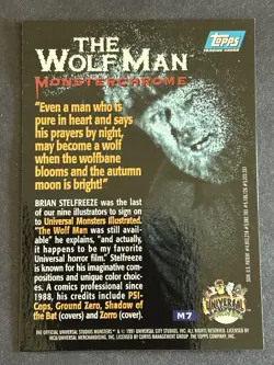 THE WOLF MAN Topps 1991 Monsterchrome M7 Foil Card NM-MT - Image 2