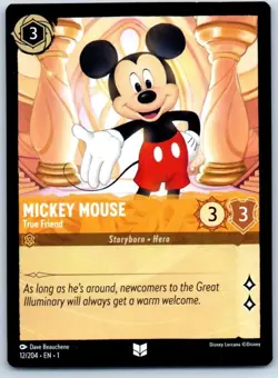 Mickey Mouse Ture Friend 12/204 Disney Lorcana Trading Card Single - Image 1
