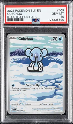 2025 POKEMON BLK EN-BLACK BOLT ILLUSTRATION RARE #109 CUBCHOO PSA 10 - Image 1
