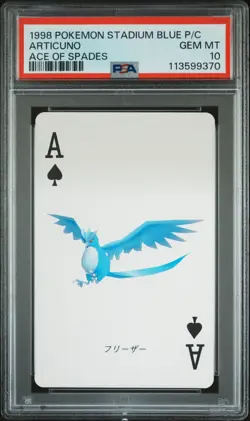 1998 POKEMON STADIUM BLUE VERSION PLAYING CARDS ACE OF SPADES ARTICUNO PSA 10 - Image 1