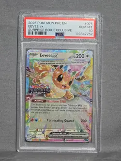 2025 Pokemon Eevee Ex Surprise Box Exclusive Card PSA 10 Gem Mint #075 - Image 1
