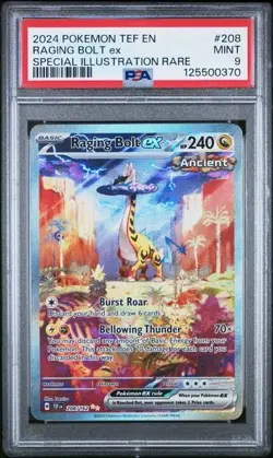 2024 POKEMON TEF EN-TEMPORAL FORCES #208 RAGING BOLT ex SIR PSA 9 MINT - Image 1