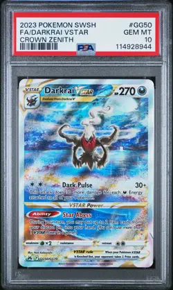 2023 POKEMON SWORD & SHIELD CROWN ZENITH #GG50 FULL ART/DARKRAI VSTAR PSA 10 - Image 1