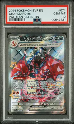2024 POKEMON SVP EN-SV BLACK STAR PROMO PALDEAN FATES TIN CHARIZARD EX PSA 10 - Image 1