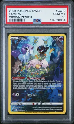 2023 POKEMON SWORD & SHIELD CROWN ZENITH #GG10 FULL ART/MEW PSA 10 - Image 1