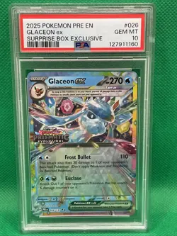 2025 POKEMON PRISMATIC EVOLUTIONS SURPRISE BOX EXCLUSIVE GLACEON EX PSA 10 - Image 1