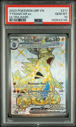 2023 POKEMON OBF EN-OBSIDIAN FLAMES ULTRA RARE #211 TYRANITAR EX PSA 10 - Image 1
