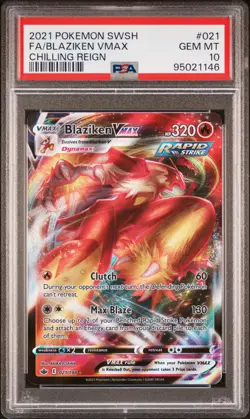 2021 Pokemon #021 Blaziken Vmax Full Art Chilling Reign PSA 10 - Image 1