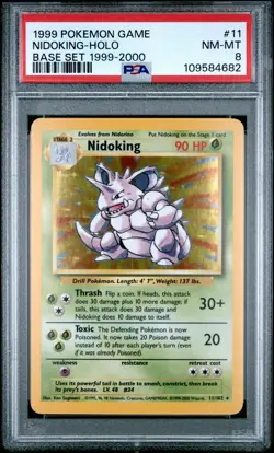 1999-2000 Pokemon Game Base Set 4th Print UK 11/102 Nidoking Holo PSA 8 - Image 1