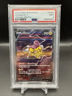 Pokemon TCG Raikou v GG41/GG70 Crown Zenith PSA 9 - Image 1