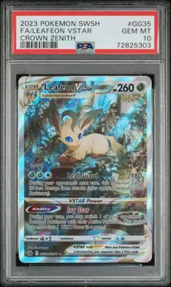 2023 POKEMON SWORD & SHIELD CROWN ZENITH #GG35 FULL ART/LEAFEON VSTAR PSA 10 - Image 1