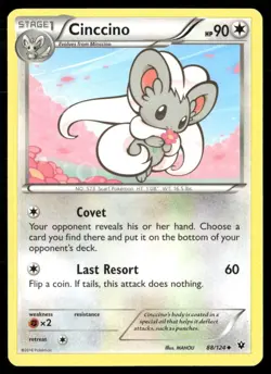 2016 Fates Collide Set Pokemon Card 088 Cinccino LP - Image 1