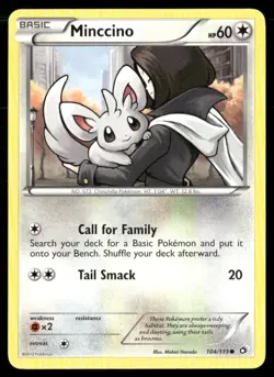 2013 Legendary Treasures Set Pokemon Card 104 Minccino LP - Image 1
