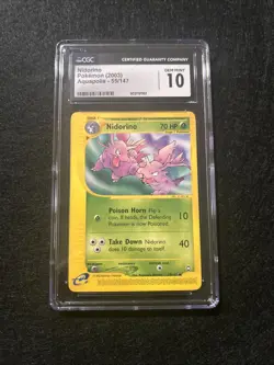 (POP 12) CGC 10 GEM MINT Nidorino 55/147 Aquapolis Pokemon Card - Image 1