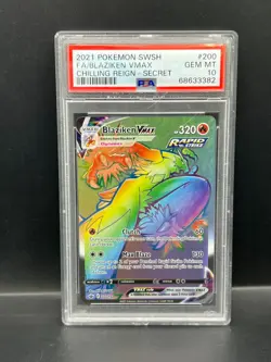 Pokemon PSA 10 GEM MT Blaziken VMAX 200/198 Chilling Reign Holo 2021 S#3382 - Image 1