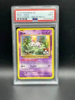 Pokemon PSA 9 MINT Mew 53/108 League Challenge 3rd Place Holofoil 2016 S#0970 - Image 1