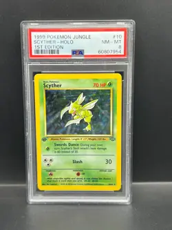 Pokemon PSA 8 NM-MT Scyther 10/64 Jungle 1st Edition WOTC 1999 S#7954 - Image 1