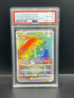 Pokemon PSA 10 GEM MT Hisuian Decidueye VSTAR 195/189 Astral Radiance Holo #4971 - Image 1