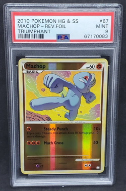 Pokemon PSA 9 MINT Machop 67/102 HS Triumphant Reverse Holofoil 2010 S#0083 - Image 1