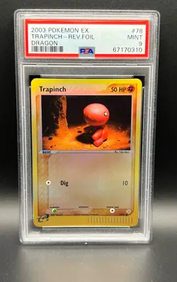 Pokemon PSA 9 MINT Trapinch 78/97 EX Dragon Reverse Holofoil 2003 E-Reader #0310 - Image 1