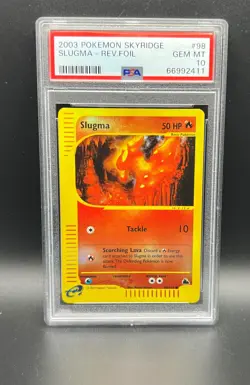 Pokemon PSA 10 GEM MT Slugma 98/144 Skyridge Reverse Holofoil 2003 S#2411 - Image 1