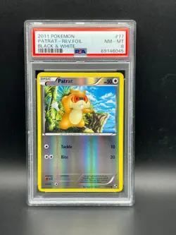 Pokemon PSA 8 NM-MT Patrat 77/114 Black & White Reverse Holofoil 2011 S#6045 - Image 1