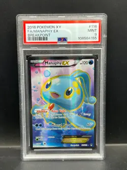 Pokemon PSA 9 MINT Manaphy EX 116/122 XY Breakpoint Full Art Holo S#4155 - Image 1