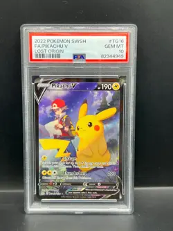 Pokemon PSA 10 GEM MT Pikachu V TG16/TG30 Lost Origin FA Holofoil 2022 S#4949 - Image 1