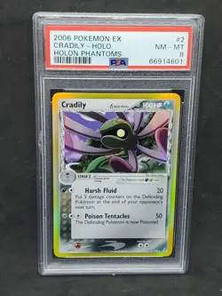 Pokemon PSA 8 NM-MT Cradily 2/110 EX Holon Phantoms Holofoil Rare 2006 S#4601 - Image 1
