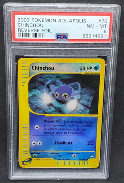 Pokemon PSA 8 NM-MT Chinchou 70/147 Aquapolis Reverse Holofoil 2003 S#4551 - Image 1