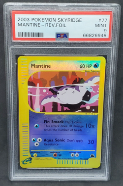 Pokemon PSA 9 MINT Mantine 77/144 Skyridge Reverse Holofoil 2003 E-Reader S#6948 - Image 1