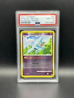 Pokemon PSA 8 NM-MT Wynaut 42/130 Diamond & Pearl Reverse Holofoil 2007 S#3800 - Image 1