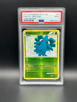 Pokemon PSA 9 MINT Pineco 63/90 HGSS Undaunted Reverse Holofoil 2010 S#4513 - Image 1