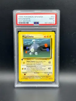 Pokemon PSA 9 MINT SPANISH Magnemite 53/102 Base Set 1st Edition 1999 S#6274 - Image 1