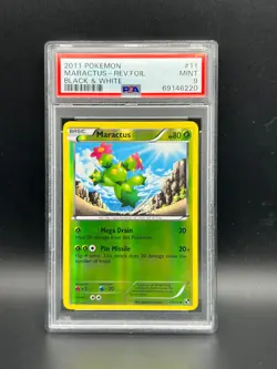 Pokemon PSA 9 MINT Maractus 11/114 Black & White Reverse Holo 2011 POP 1 S#6220 - Image 1