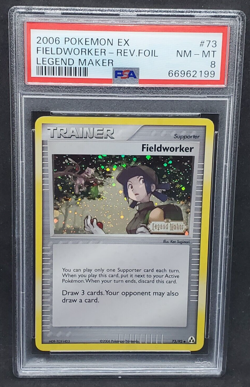 Pokemon PSA 8 NM-MT Fieldworker 73/92 EX Legend Maker Reverse Holofoil 2006 - Image 1