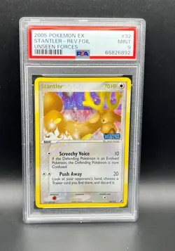 Pokemon PSA 9 MINT Stantler 32/115 EX Unseen Forces Reverse Holo 2005 S#6892 - Image 1