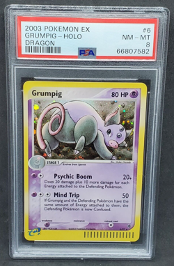 Pokemon PSA 8 NM-MT Grumpig 6/97 EX Dragon Holofoil Rare 2003 S#7582 - Image 1