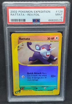 Pokemon PSA 9 MINT Rattata 128/165 Expedition Reverse Holo 2002 E-Reader S#6575 - Image 1