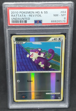 Pokemon PSA 8 NM-MT Rattata 64/90 HS Undaunted Reverse Holofoil 2010 S#6576 - Image 1