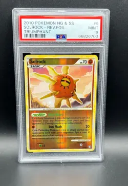 Pokemon PSA 9 MINT Solrock 9/102 Triumphant Reverse Holofoil 2010 S#6703 - Image 1
