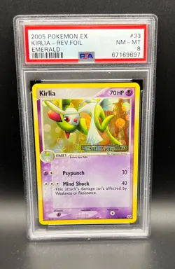 Pokemon PSA 8 NM-MT Kirlia 33/106 EX Emerald Reverse Holofoil 2005 S#9897 - Image 1