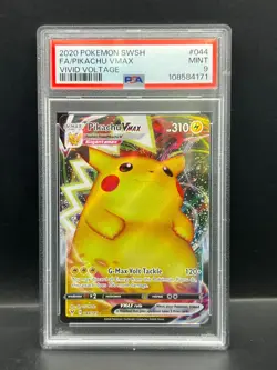 Pokemon PSA 9 MINT Pikachu VMAX 044/185 Vivid Voltage Holofoil 2020 S#4171 - Image 1