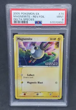 Pokemon PSA 9 MINT Magnemite 74/113 Reverse Holo EX Delta Species 2005 S#0950 - Image 1