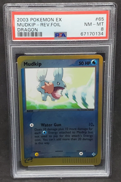 Pokemon PSA 8 NM-MT Mudkip 65/97 EX Dragon Reverse Holofoil 2003 S#0134 - Image 1