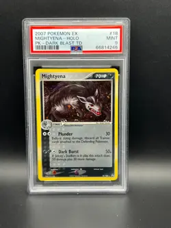 Pokemon PSA 9 MINT Mightyena 18/108 Dark Blast Theme Deck Holofoil 2007 S#4246 - Image 1